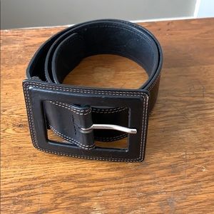 Wide Dark Brown Leather Belt